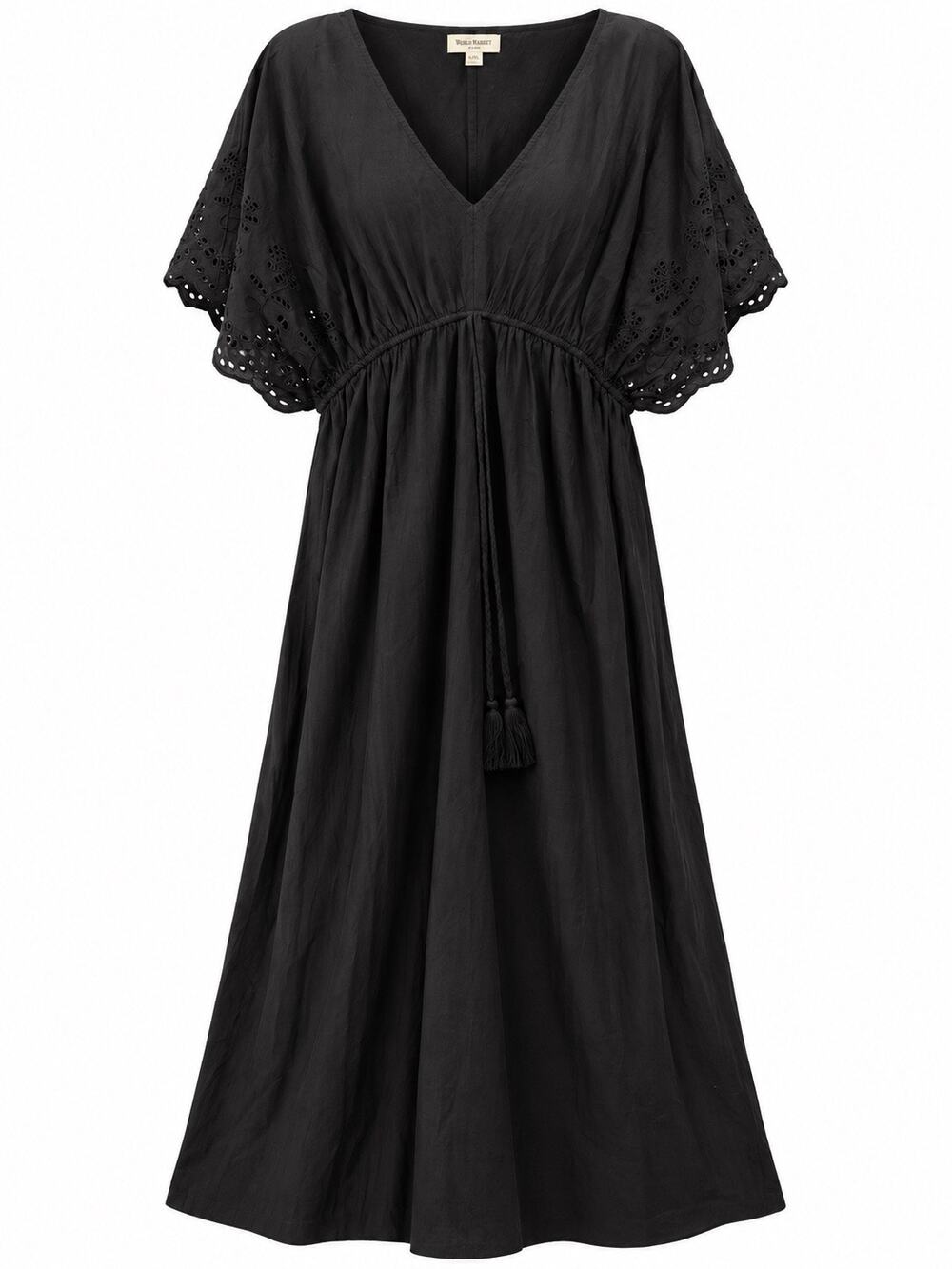 World Market Women's L/XL Black Dress Black 100% Cotton Maxi